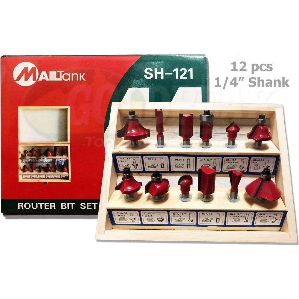 Mailtank SH-121 Router Bit Set (12pcs) - Goldpeak Tools PH Mailtank Mailtank SH-121 Router Bit Set (12pcs) - Goldpeak Tools PH Mailtank